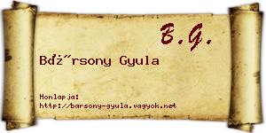 Bársony Gyula névjegykártya