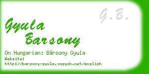 gyula barsony business card